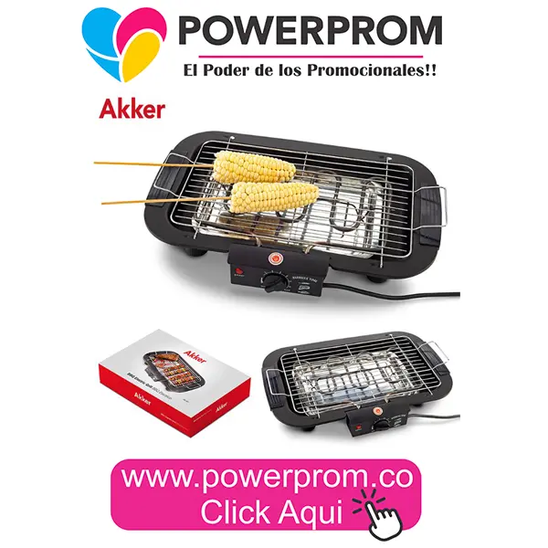 Parrilla eléctrica Akker BBQ promocional personalizada para empresas en Bogotá y Medellín