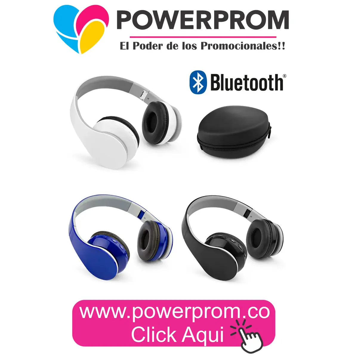 Audífonos Bluetooth Case personalizados disponibles en Bogotá y capitales de Colombia