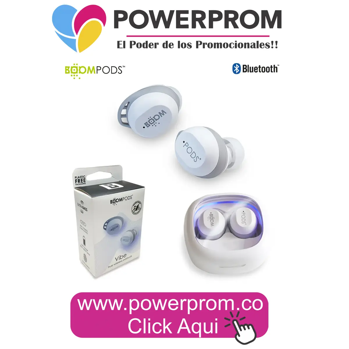 Audífonos Bluetooth Vibe Boompods personalizados en Bogotá y Colombia