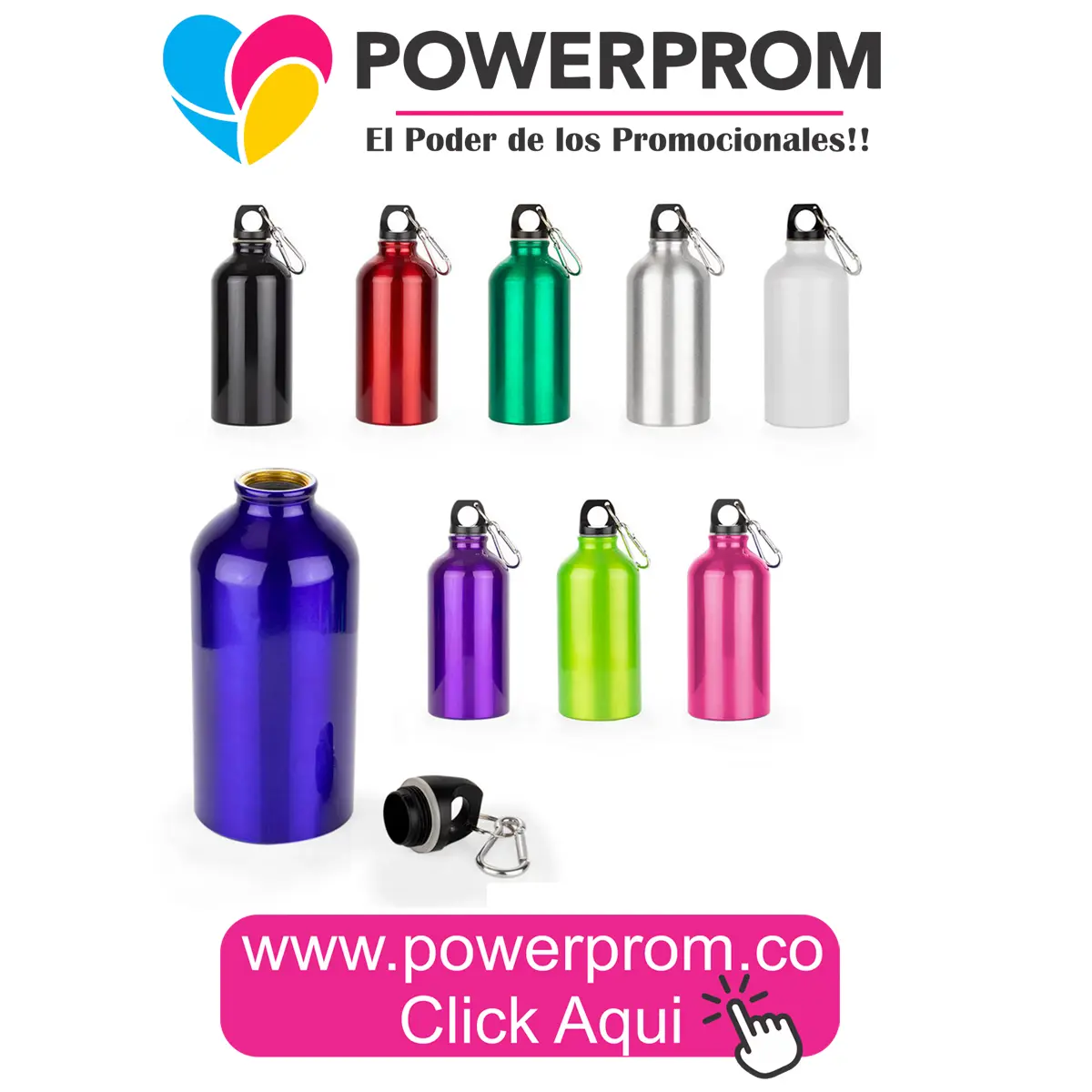 : Botella metálica Miles 550 ml personalizada con logo en aluminio