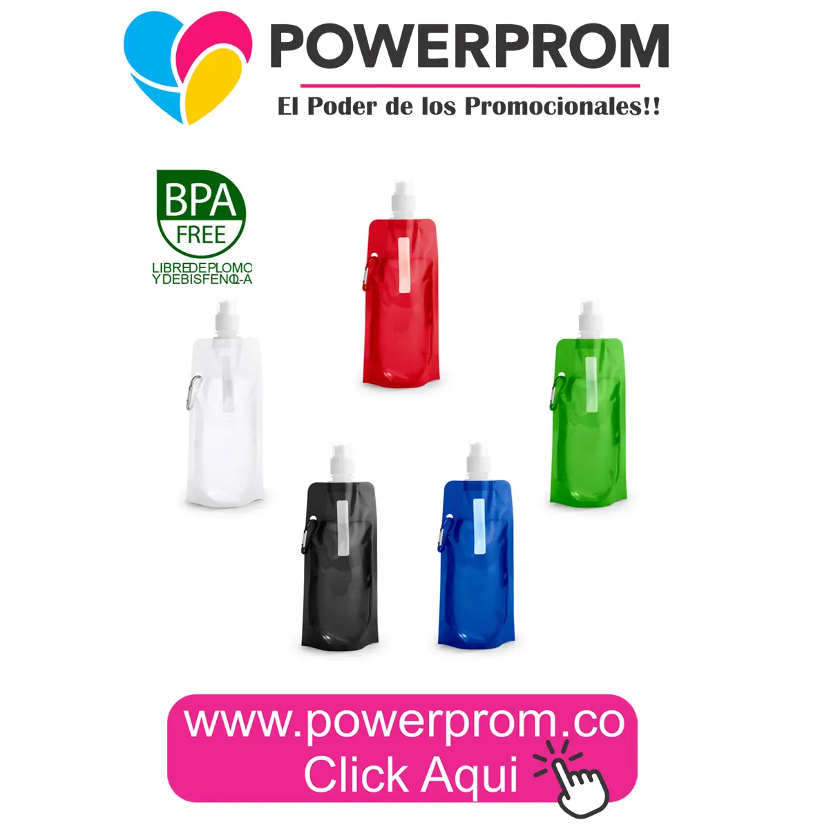 Botella deportiva promocional 450 ml personalizada en Bogotá, Chapinero, Suba, Kennedy, Medellín, Cali y Barranquilla.