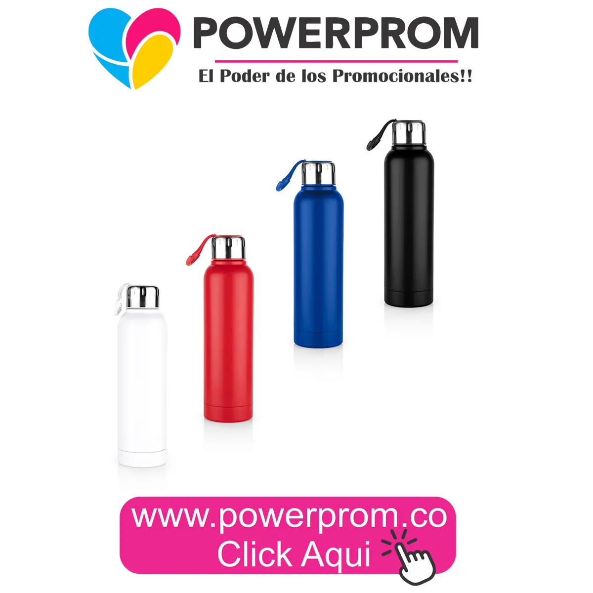 Botella metálica Mustang 650 ml personalizada en aluminio