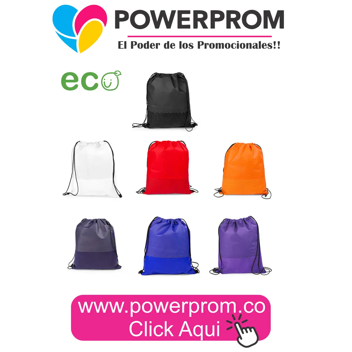 Mochila Virginia promocional personalizada en Bogotá, Kennedy, Suba, Chapinero, Cali, Medellín, Barranquilla, Bucaramanga y Cartagena.