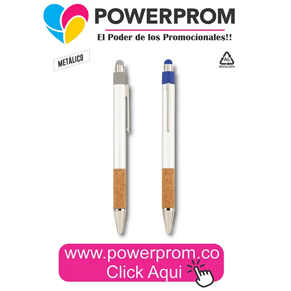Bolígrafo Alden con impresión de logo para publicidad en Bogotá y ciudades principales como Medellín, Cali, Cartagena y Bucaramanga.