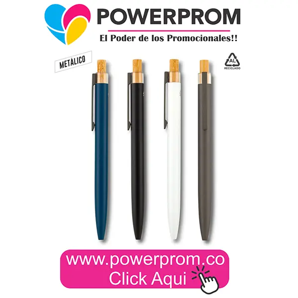 Bolígrafo Ashby con personalización para campañas en Bogotá y capitales como Medellín, Cali, Cartagena y Bucaramanga.