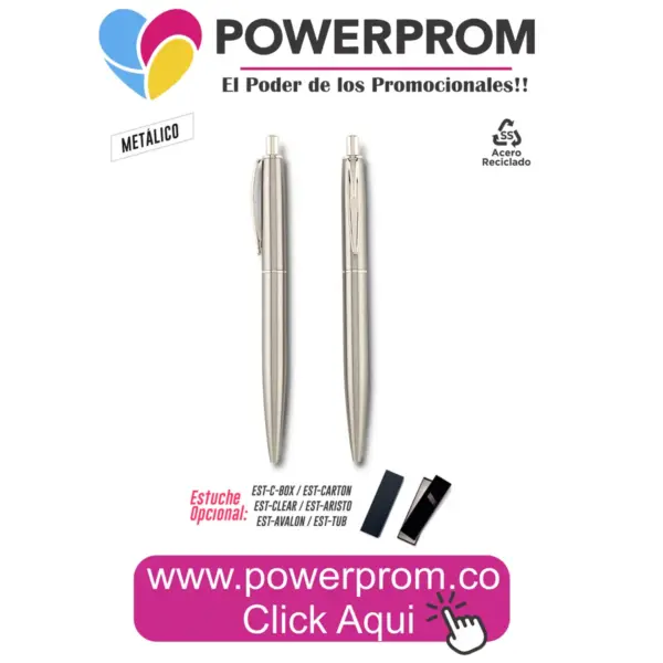 Bolígrafo Foster metálico personalizado con grabado láser – PowerProm Colombia