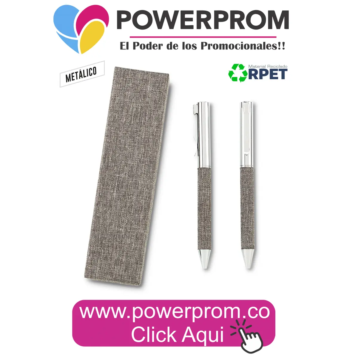 Bolígrafo Merrick metálico personalizado para regalos corporativos – Colombia