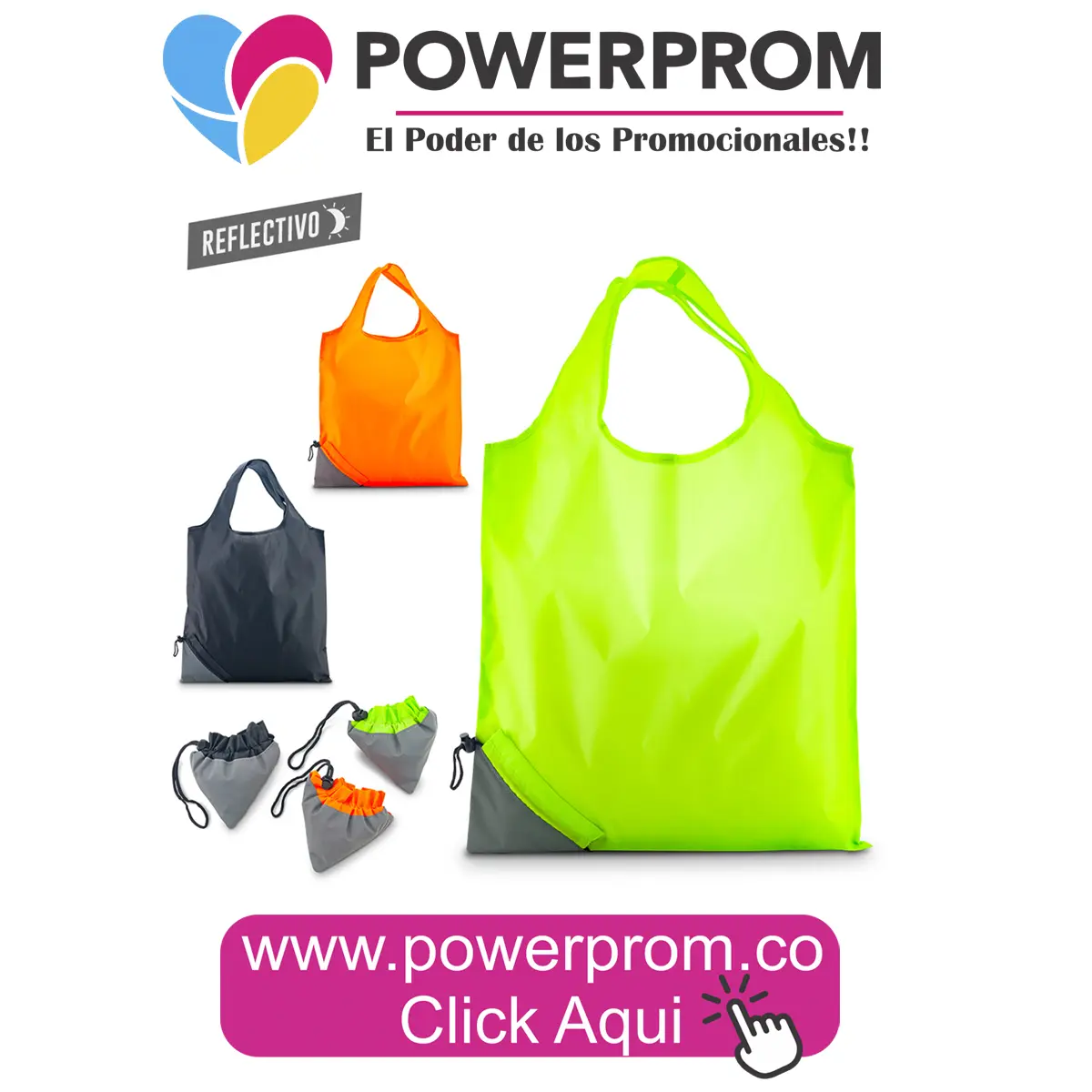 Bolsa Plástica Reflect personalizada con logo para empresas en Bogotá y principales capitales.