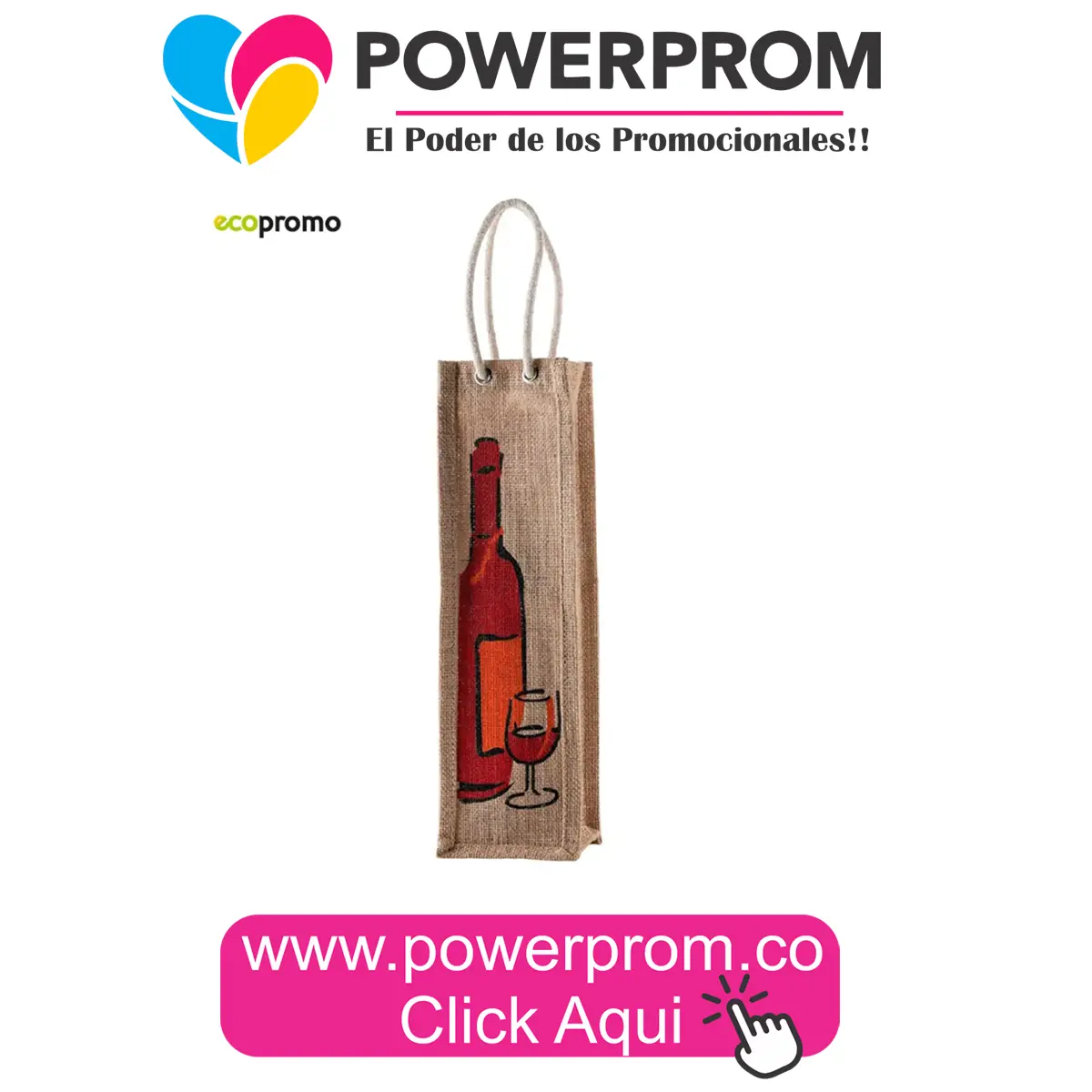 Bolsa en yute para vino personalizada en Chapinero, Suba, Usaquén, Kennedy, Medellín, Cali y Barranquilla