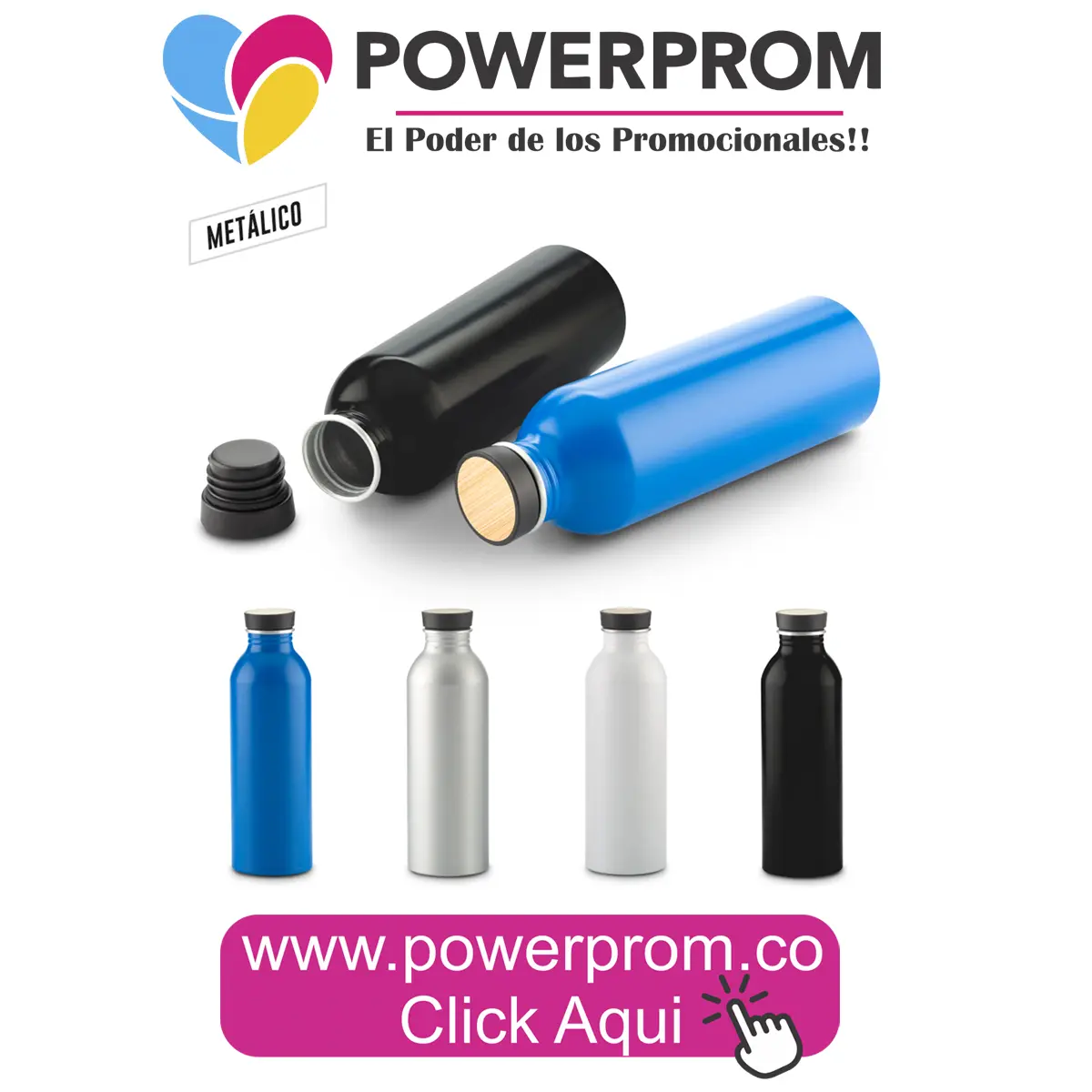 Botilito Legacy metálico 530 ml personalizado en Bogotá, Cali, Medellín, Barranquilla y Bucaramanga.