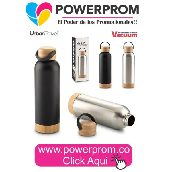Botilito metálico Lewis Urban Travel 500 ml personalizado en Bogotá, Cali, Medellín, Barranquilla y Cartagena.