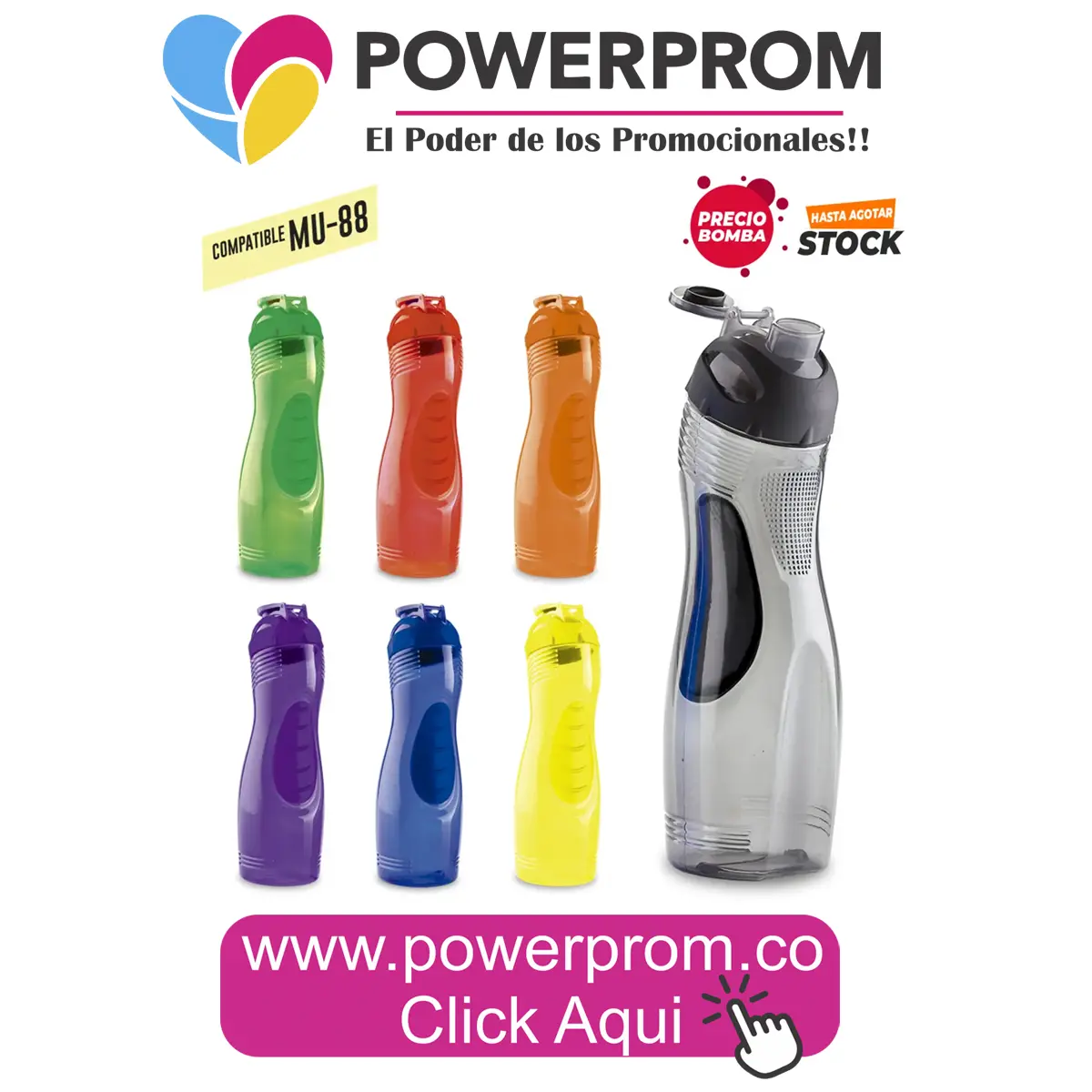 Botilito PVC Mercury 850 ml personalizado con impresión de logo
