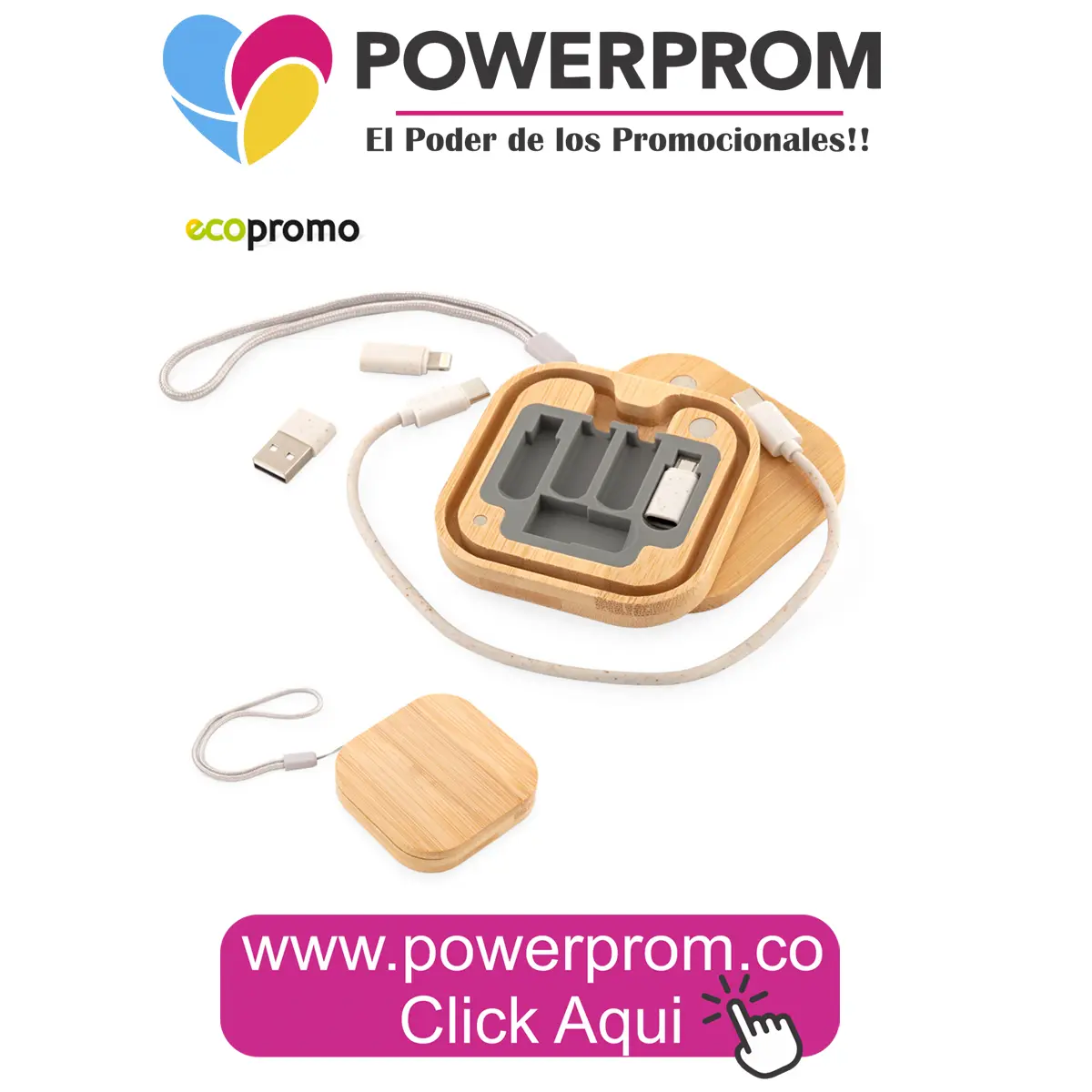 Cable multicargador Lorcan con logo para merchandising