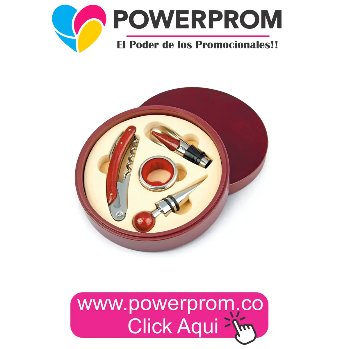 Caja circular de madera para vino personalizada en Suba, Teusaquillo, Engativá, Medellín y Cali