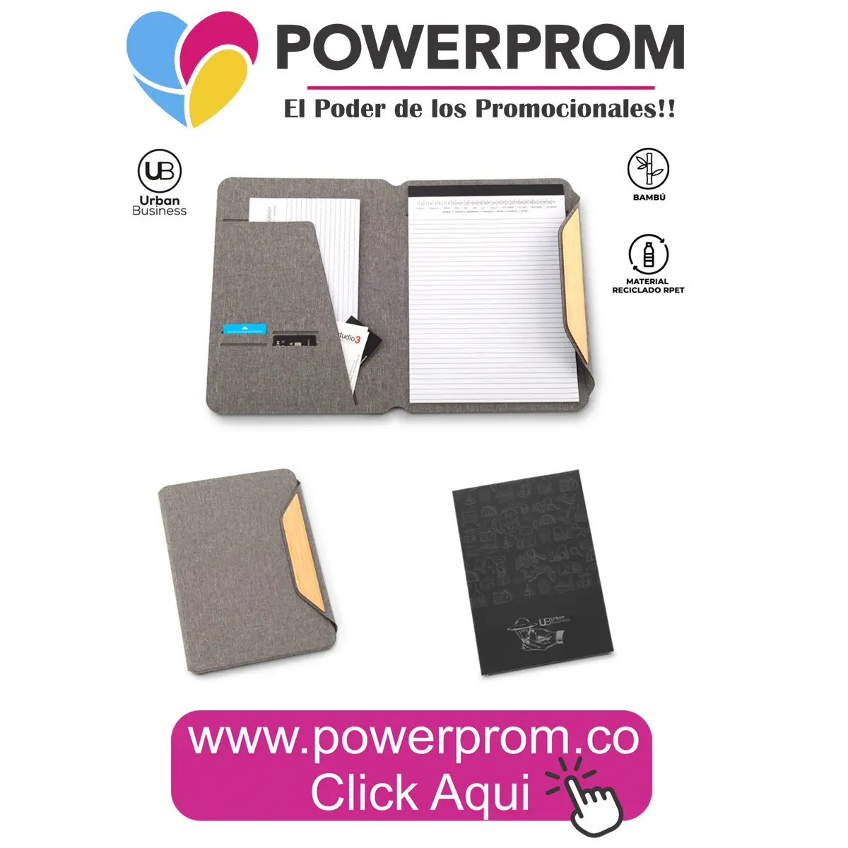 Carpeta RPET y bambú personalizada