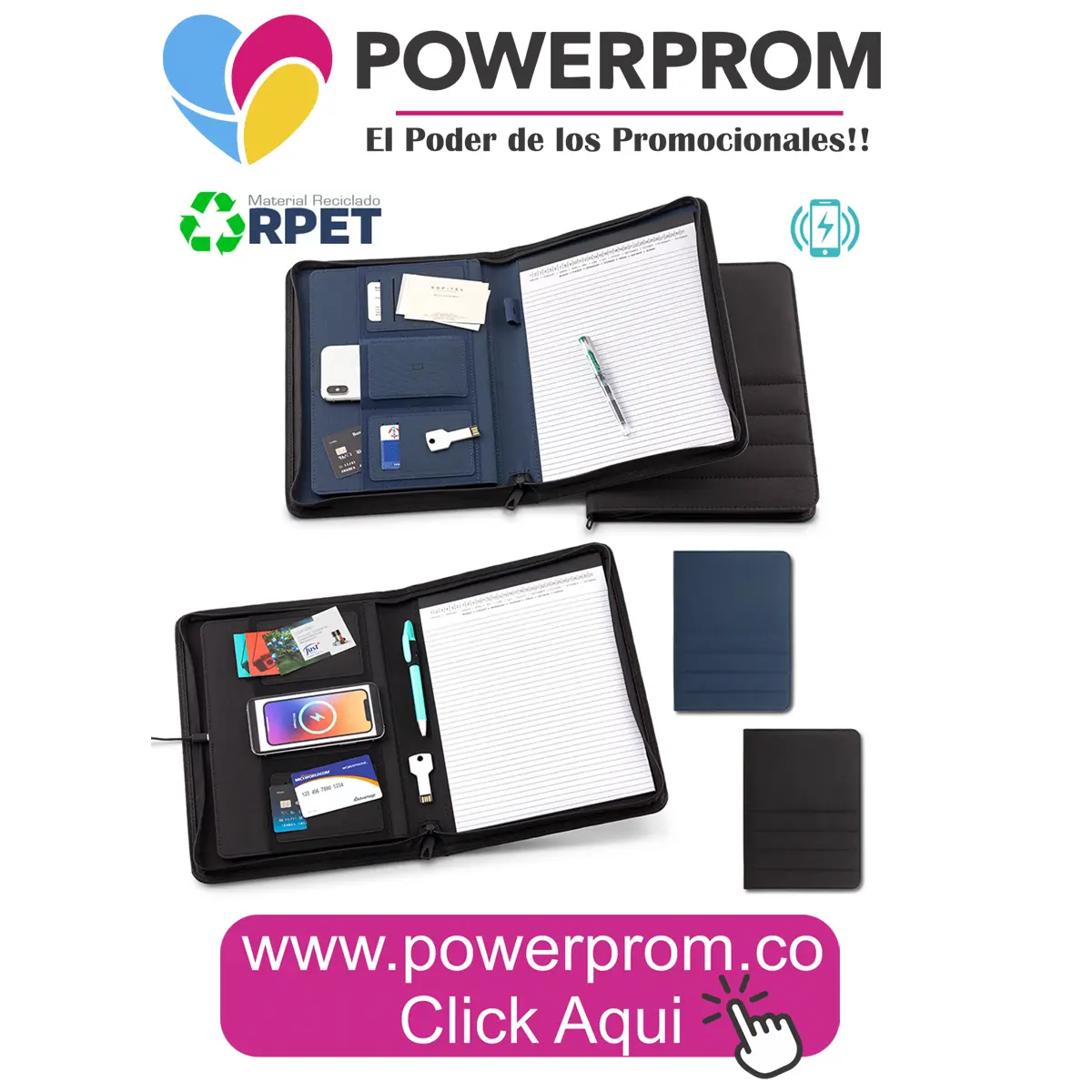 Carpeta ejecutiva con base de carga inalámbrica integrada