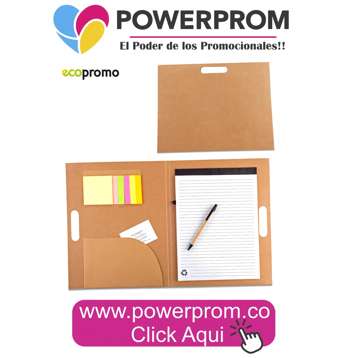 Carpeta ecológica de cartón reciclable con logo impreso