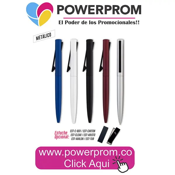 Bolígrafo Dwynn Metálico grabado con logo en Bogotá y ciudades principales como Medellín, Cali, Cartagena y Bucaramanga.
