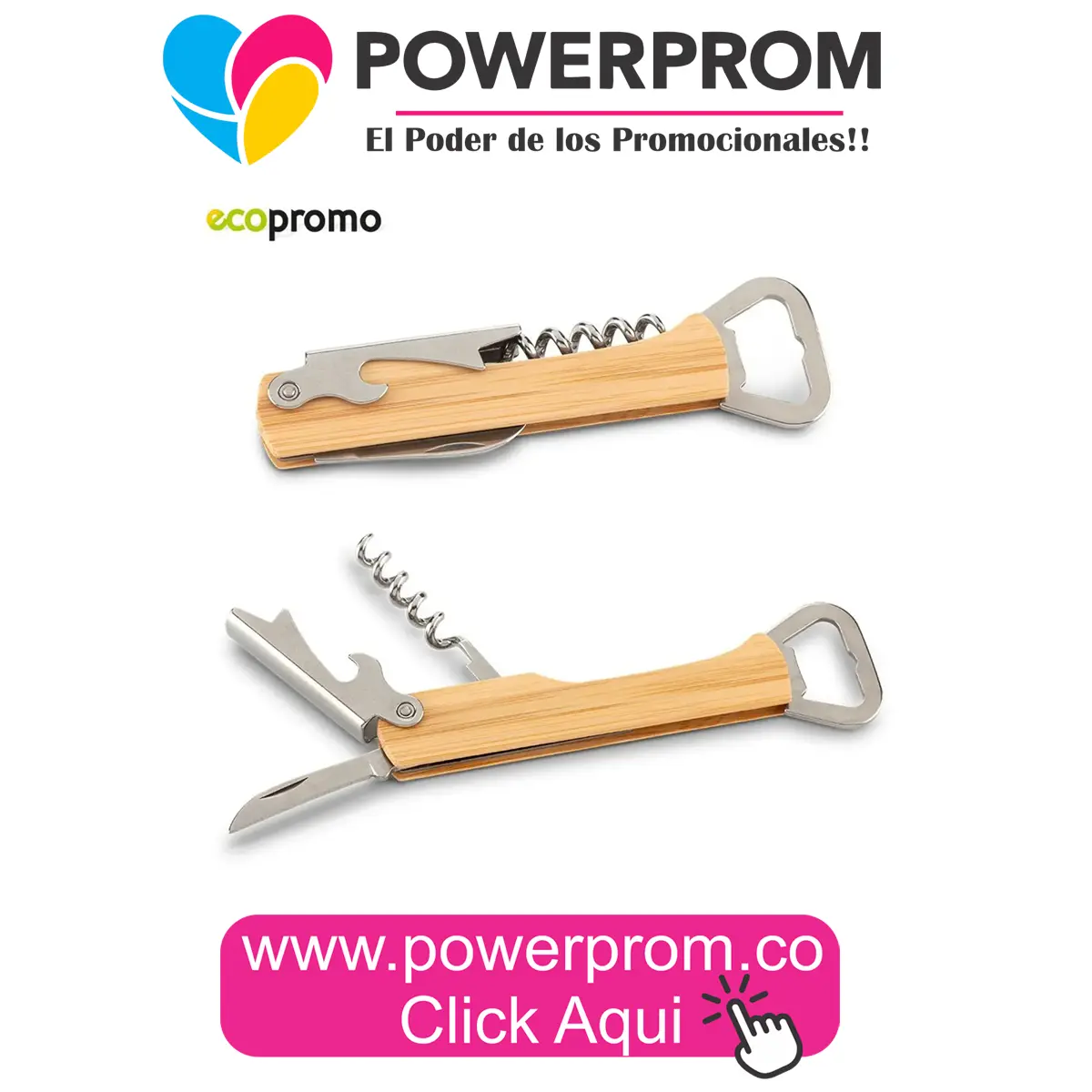 Destapador de vino en bambú personalizado en Chapinero, Usaquén, Engativá, Medellín y Cartagena