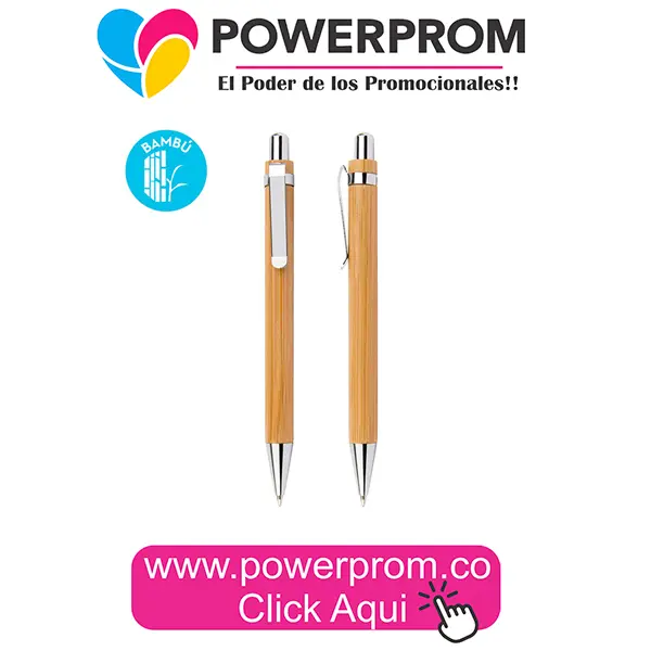 Bolígrafo ecológico Lagos Bambú personalizado con logo en Bogotá, Medellín, Cali, Barranquilla y Bucaramanga.
