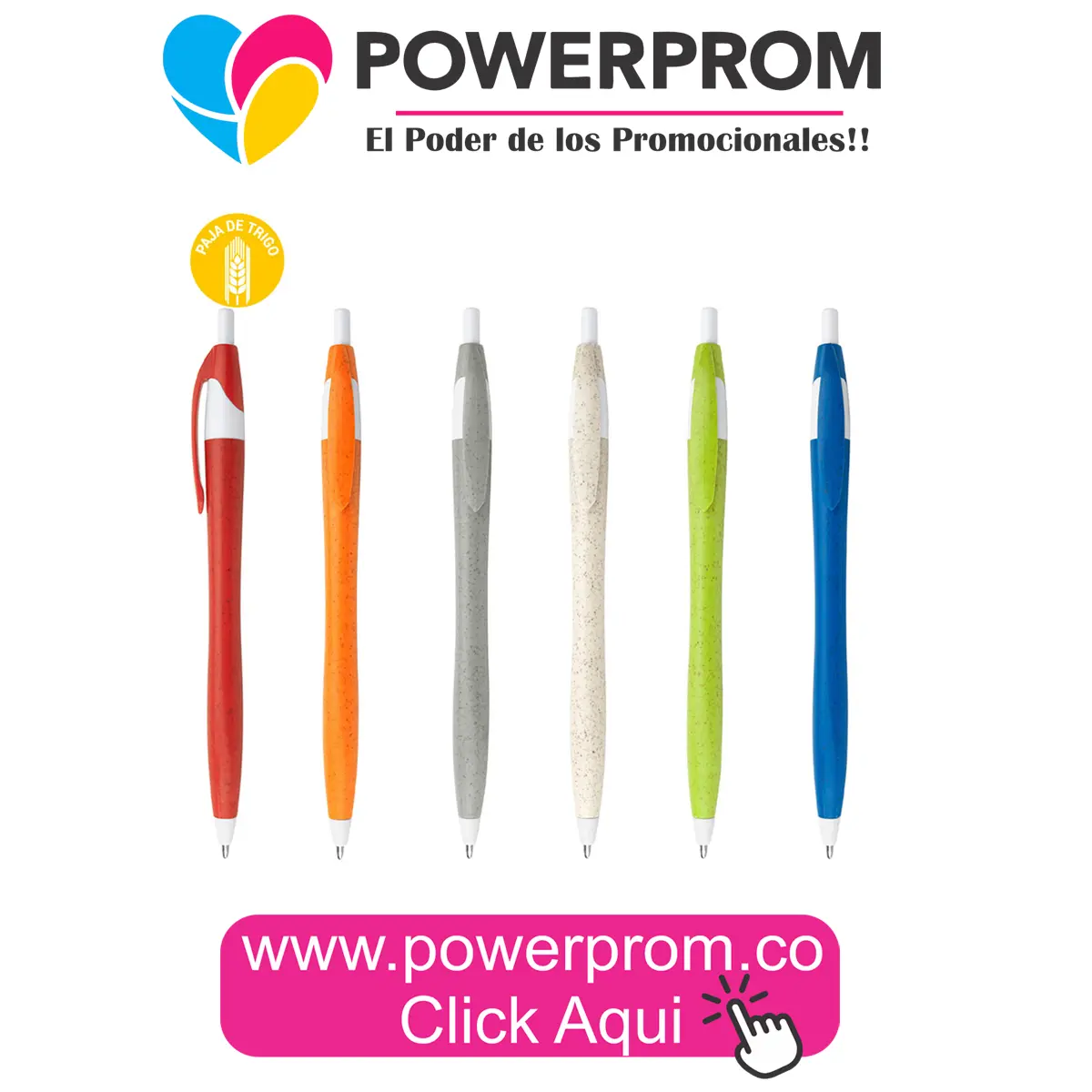 Bolígrafo ecológico Deli en paja de trigo personalizado