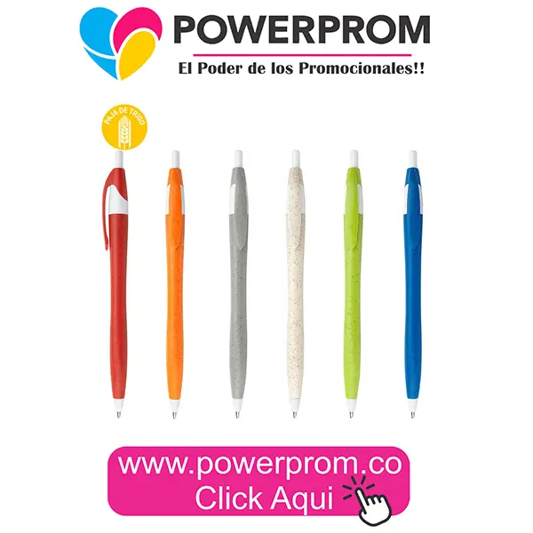 Bolígrafo ecológico Deli en paja de trigo personalizado en Bogotá y ciudades principales de Colombia.