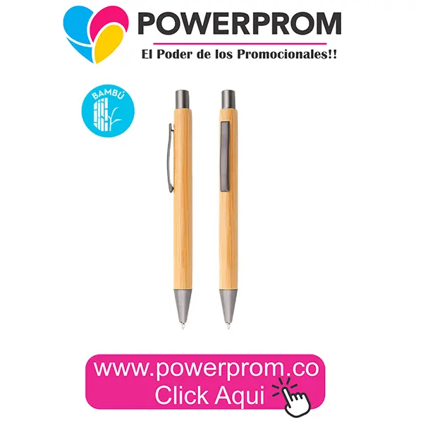 Bolígrafo ecológico Monaco Bambú personalizado en Bogotá y ciudades como Medellín, Cali, Cartagena y Barranquilla.