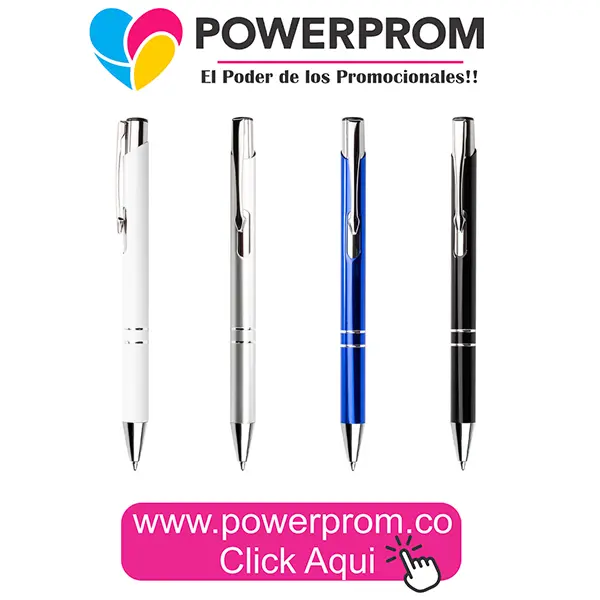 Bolígrafo metálico Montreal en aluminio con logo para publicidad en Bogotá y ciudades principales.
