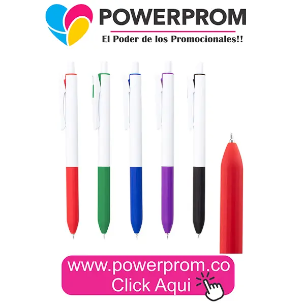 Bolígrafo Miami Blanco con logo publicitario en Bogotá, Medellín, Cali, Cartagena y Bucaramanga.