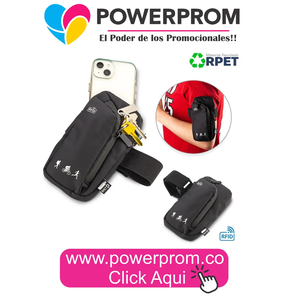 Funda portacelular deportiva RPET con logo