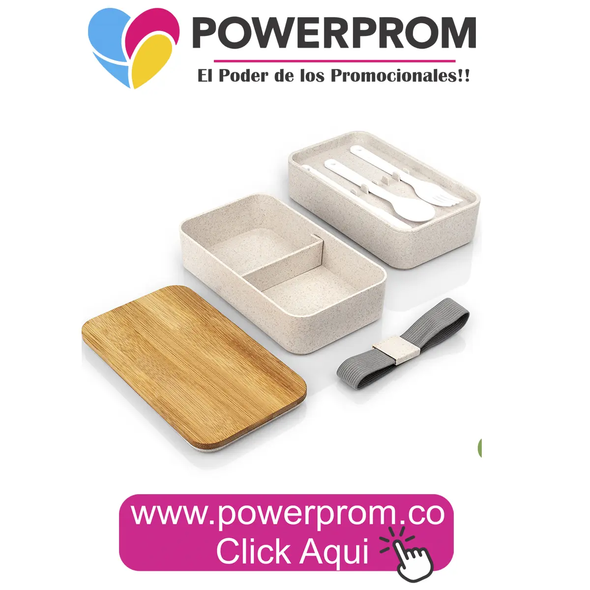 Portacomidas Bambú Belloti – Regalos Ecológicos Personalizados en Colombia | PowerProm