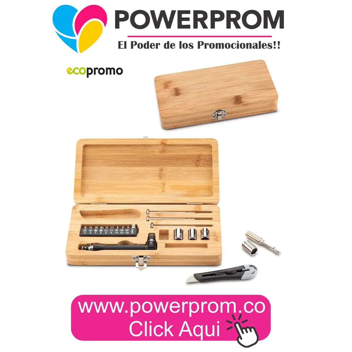 Herramientero Bamboo Box personalizado en Bogotá, Cali y Medellín.