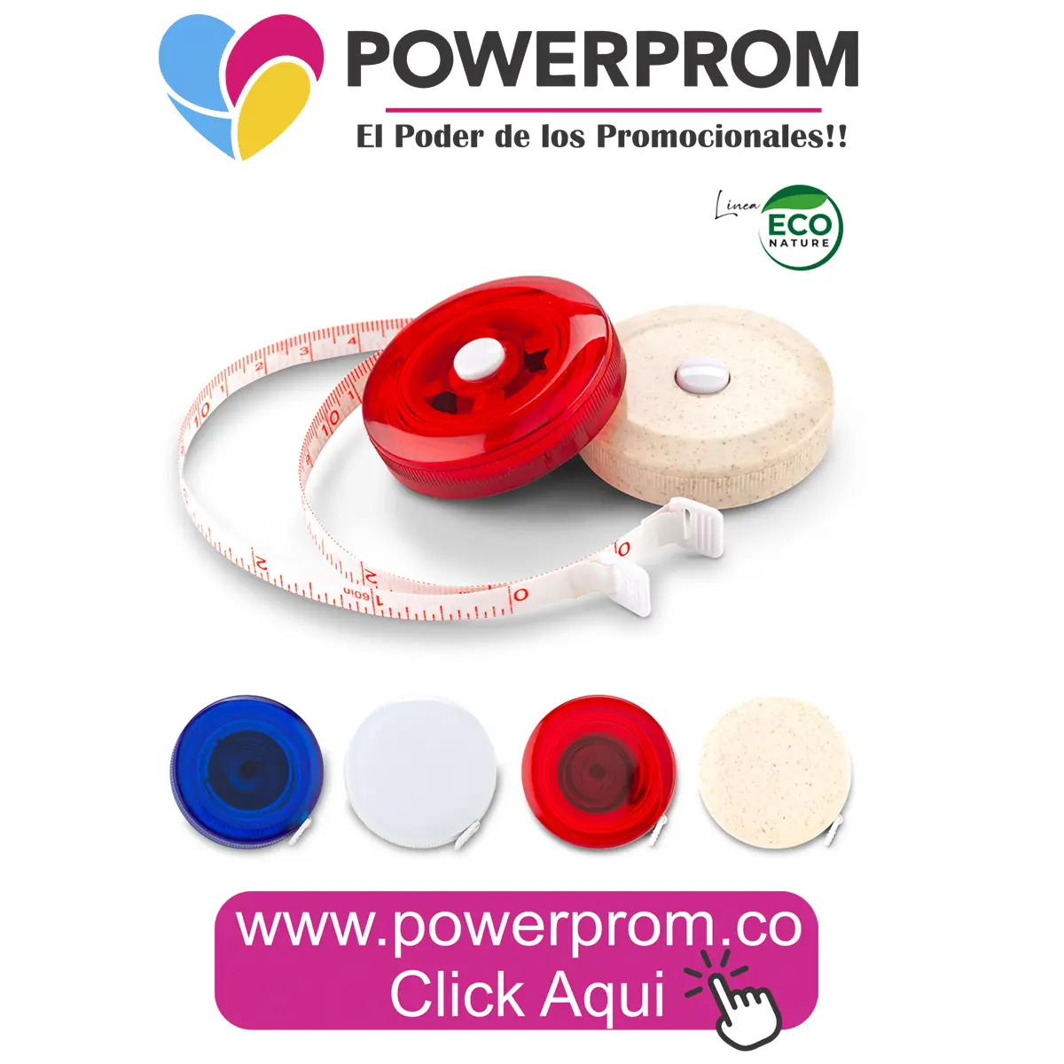 Metro Retráctil Button – Regalos Ecológicos Personalizados en Colombia | PowerProm