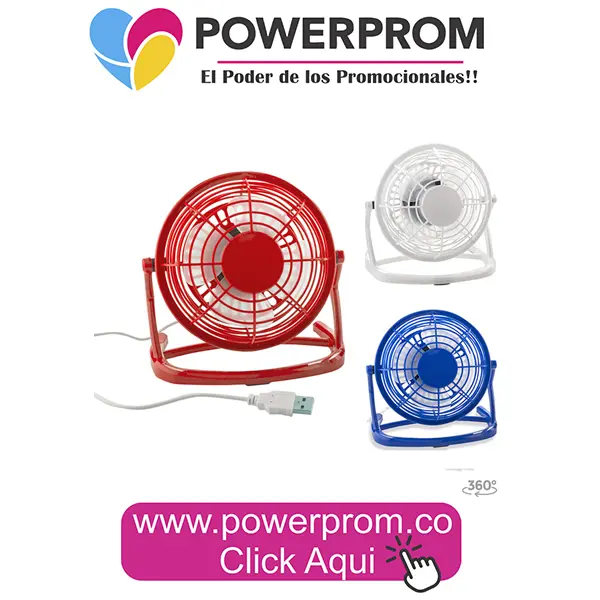 Mini ventilador USB de escritorio promocional personalizado en Bogotá y Medellín