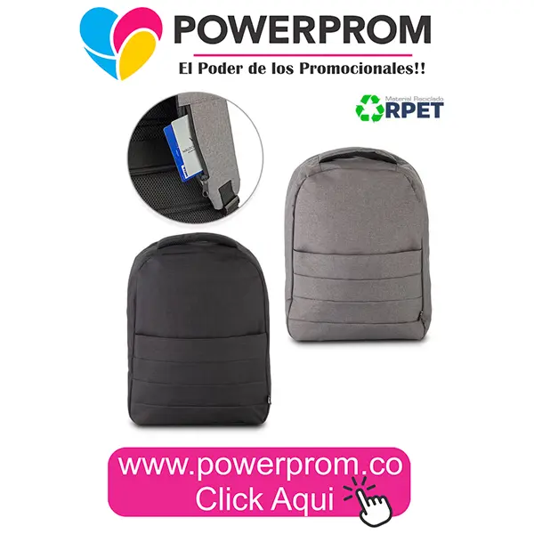 Morral Backpack Telesto RPET promocional en Bogotá, Medellín, Cali y Barranquilla