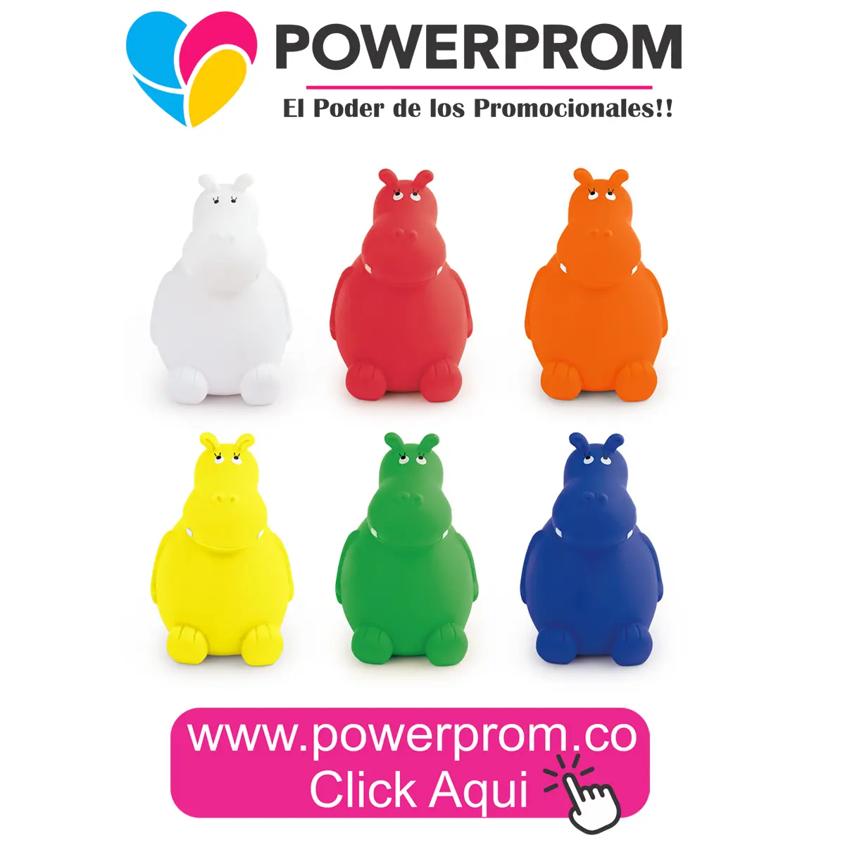 Alcancía Hippo personalizada para niños y campañas en Bogotá, Medellín, Cali, Cartagena y Bucaramanga.