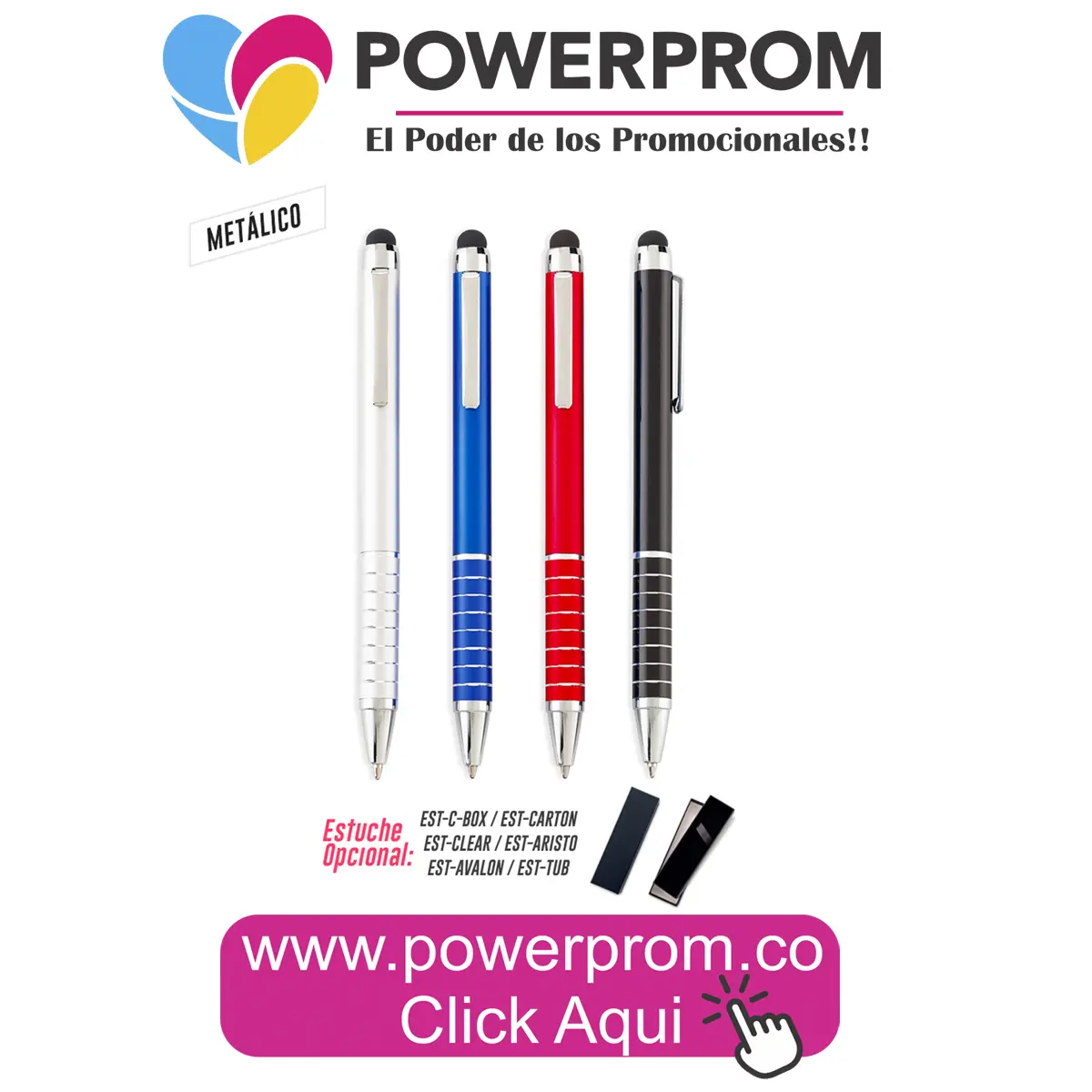 PALMER STYLUS personalizado – esfero metálico con punta táctil para móviles en Colombia