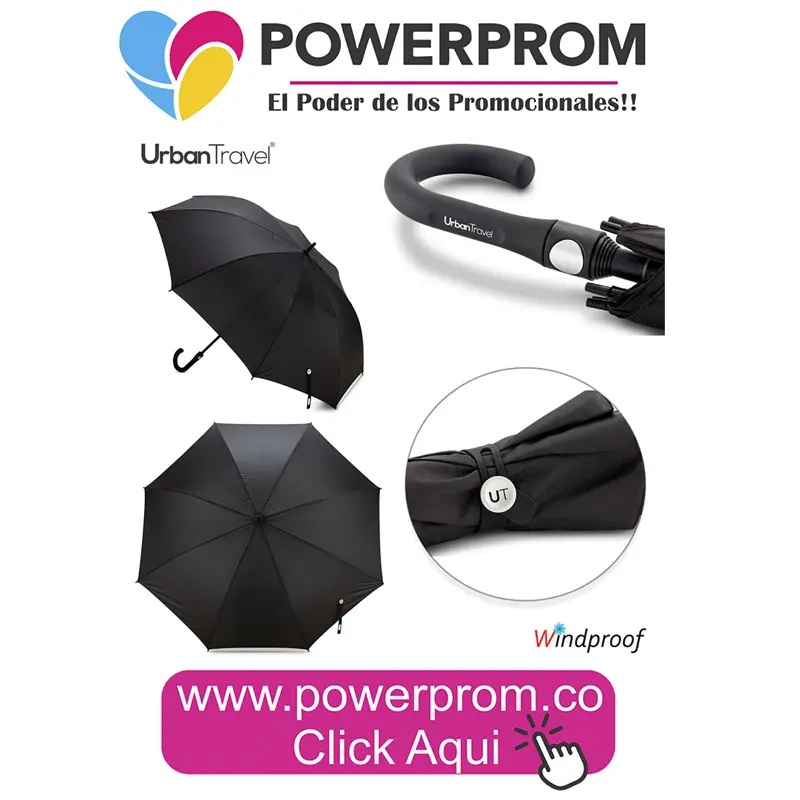 Paraguas 30 Halley Urban Travel con logo en Bogotá y Colombia