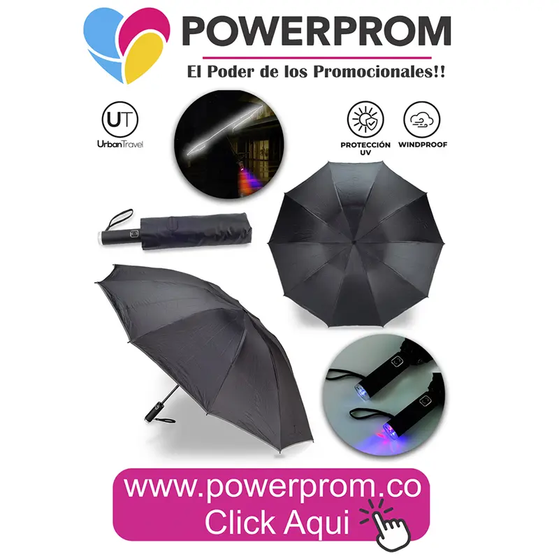 Paraguas Autolight 23 con logo en Bogotá, Medellín y Cali