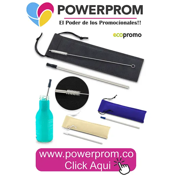 Pitillo reutilizable metálico promocional personalizado en Bogotá y Medellín