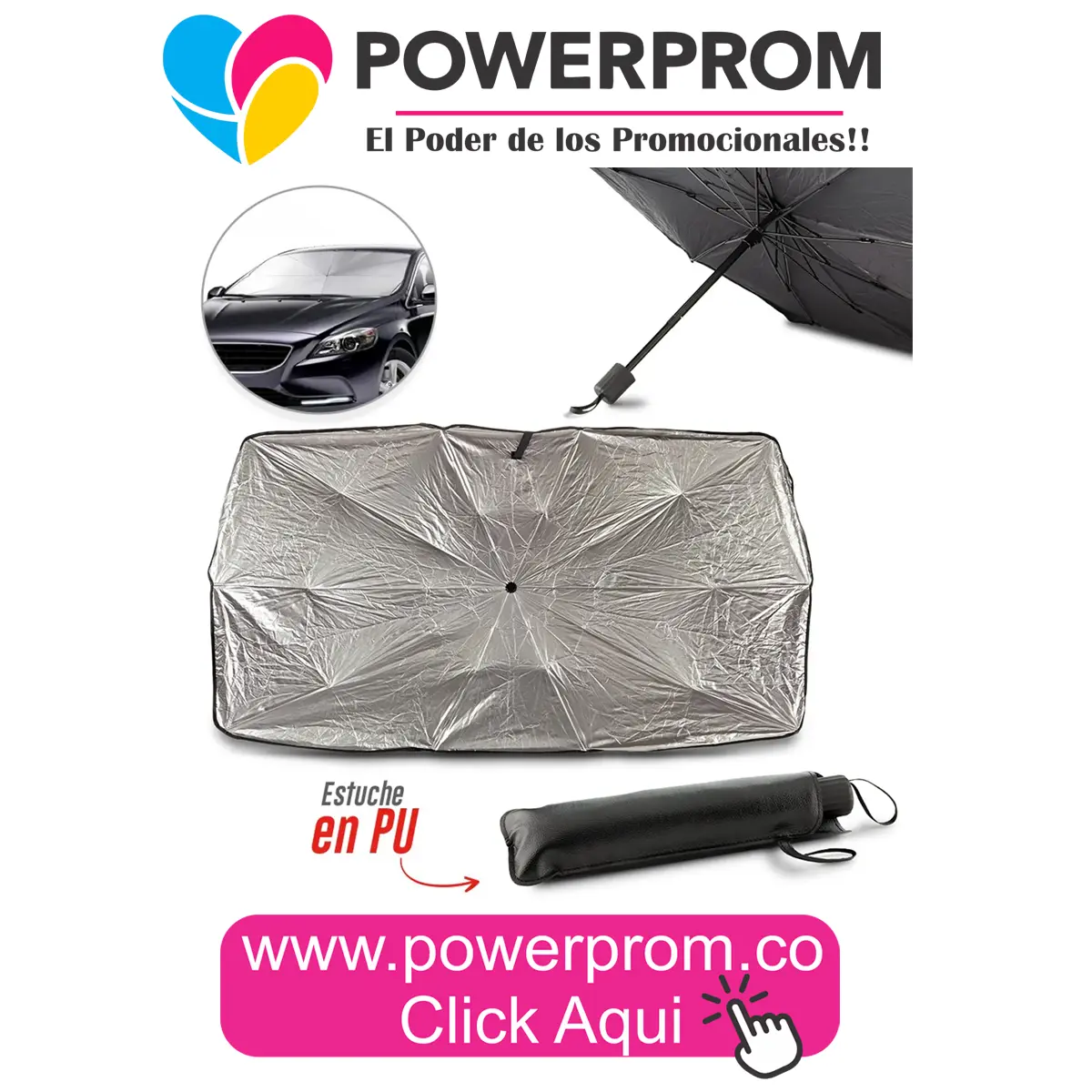 Protector solar para carro Sunshade personalizado en Bogotá, Cali, Medellín y Bucaramanga.