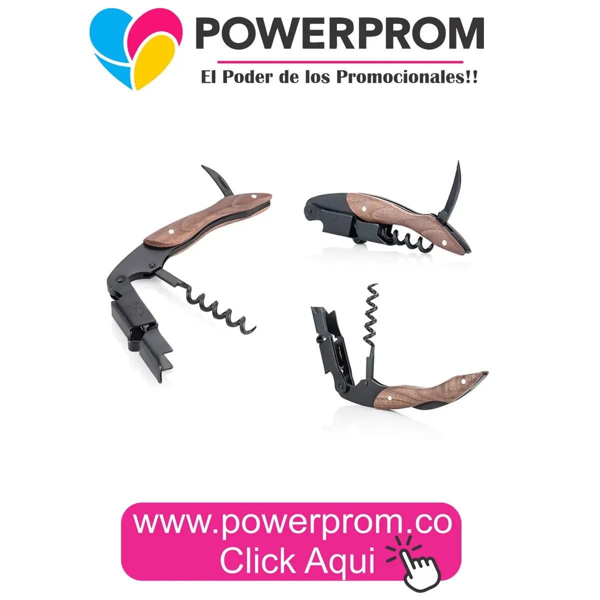 Sacacorchos 2 tiempos personalizado en Chapinero, Engativá, Suba, Medellín y Cali