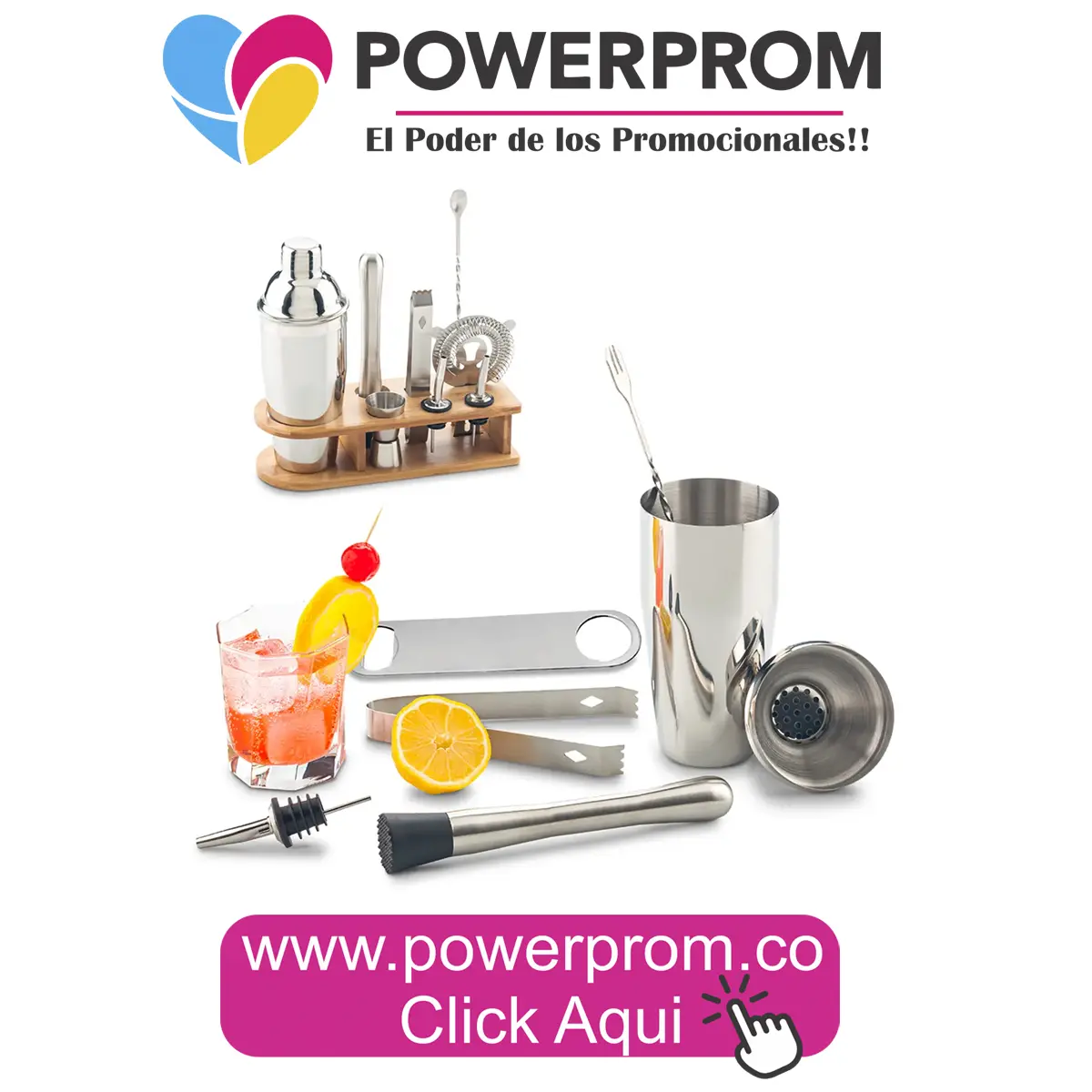 Set de bar Martini personalizado en Kennedy, Suba, Chapinero, Medellín y Cali