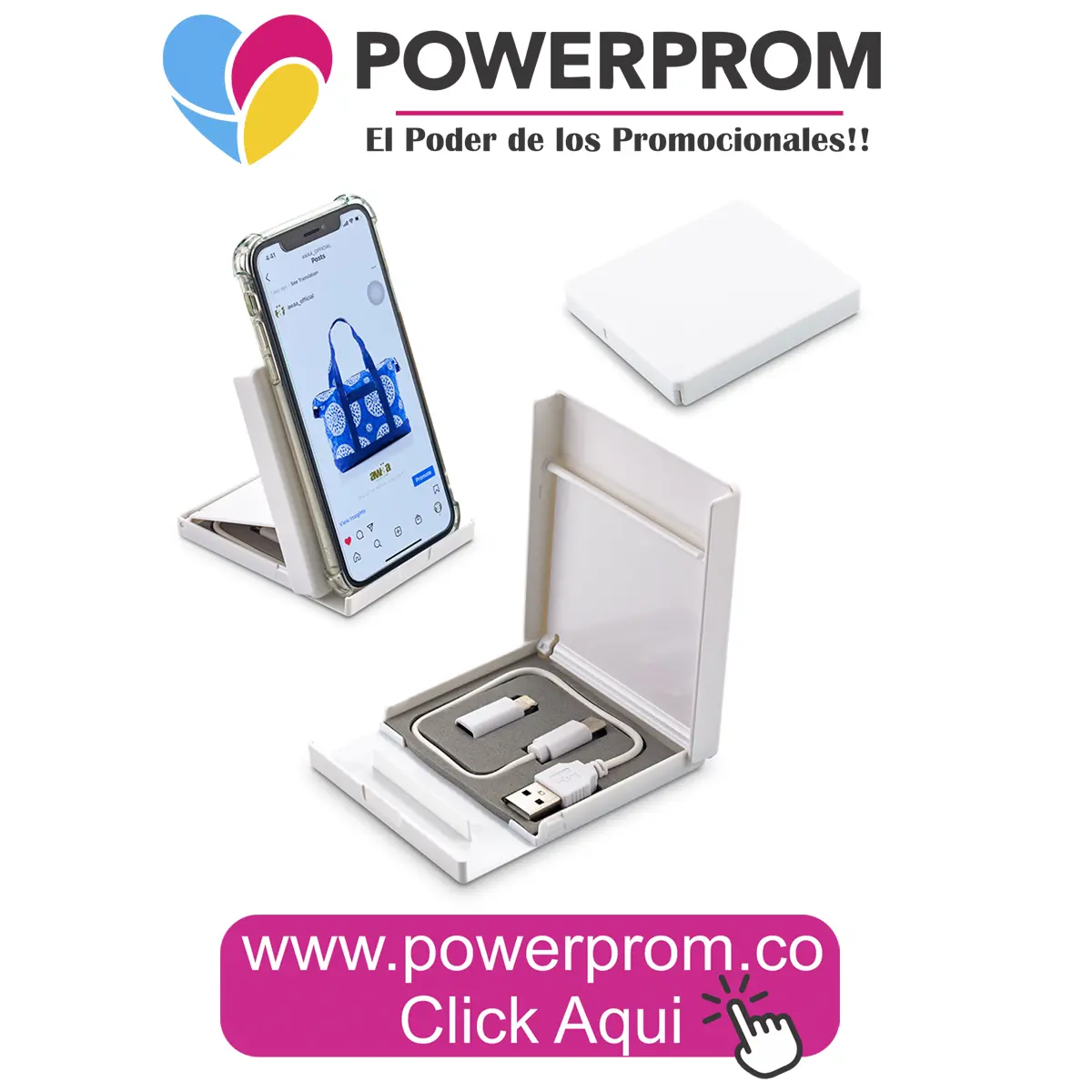 Estuche set de cables Tyson con logo corporativo