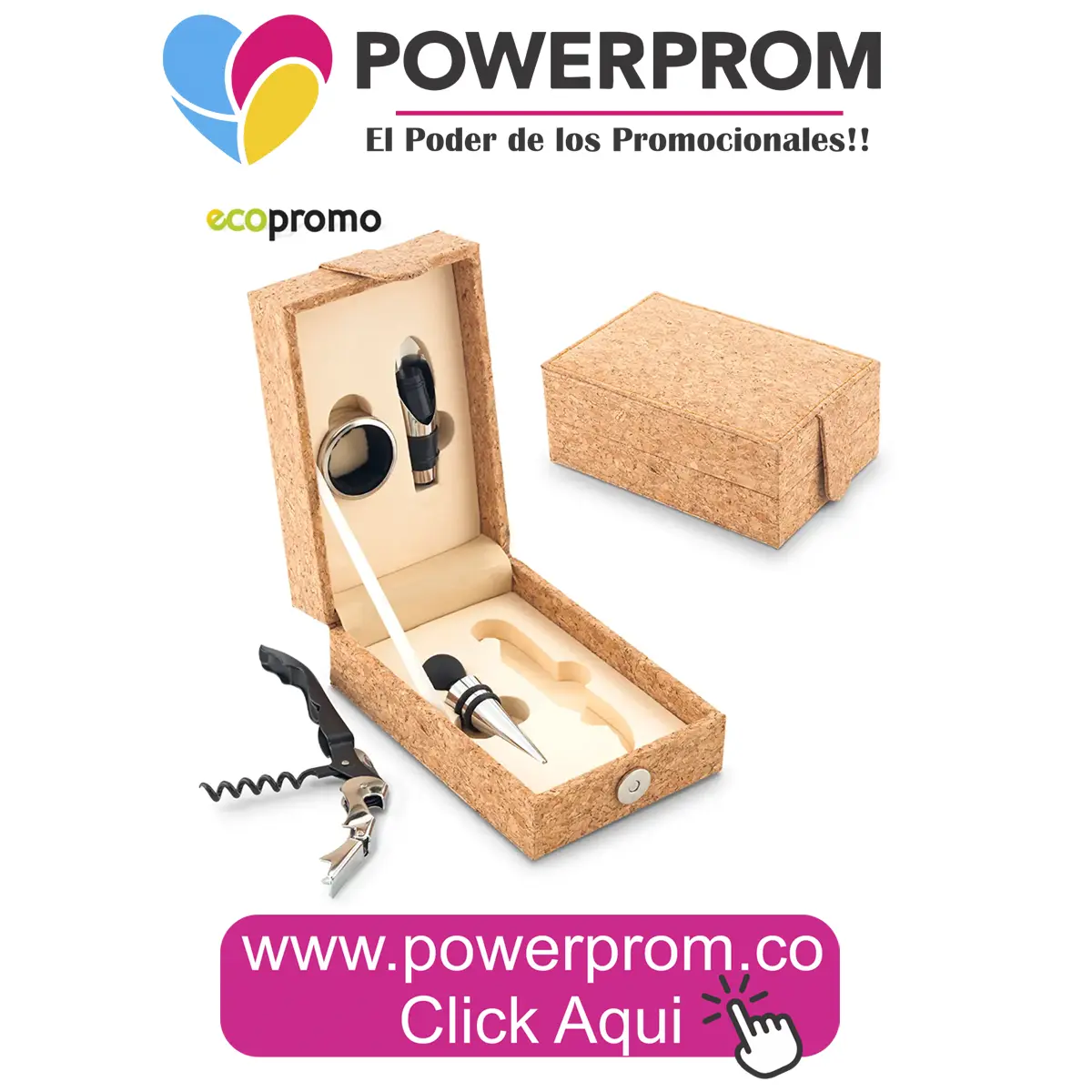 Set de vino en corcho personalizado en Suba, Kennedy, Engativá, Medellín y Cartagena