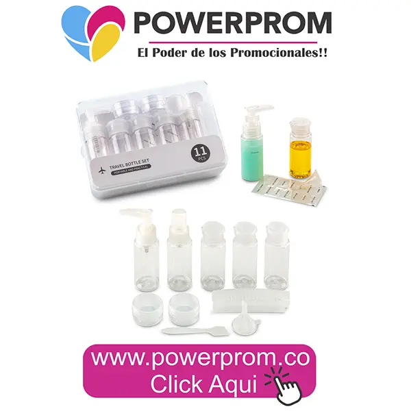 Set de botellas de viaje promocional personalizado en Bogotá, Medellín y Cali