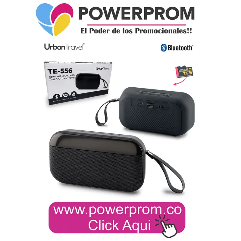 Parlante Owen Urban Travel promocional Bogotá y Medellín