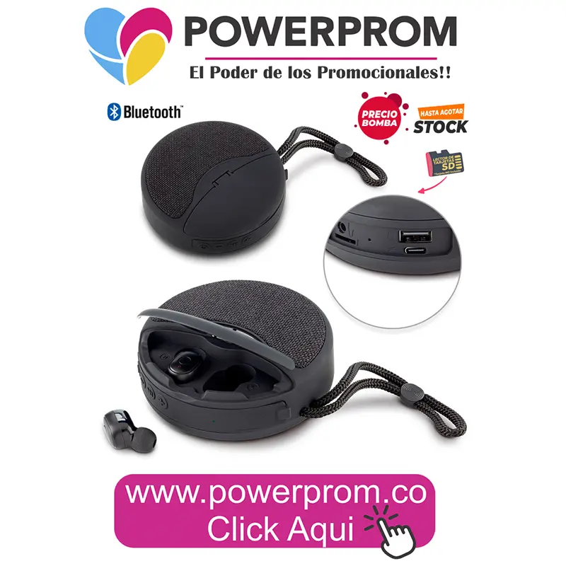 Parlante promocional con audífonos en Bogotá y Medellín