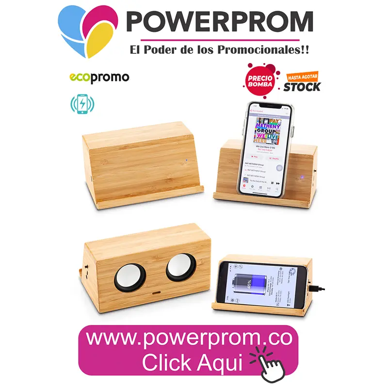Parlante de inducción en bambú promocional Bogotá y Medellín