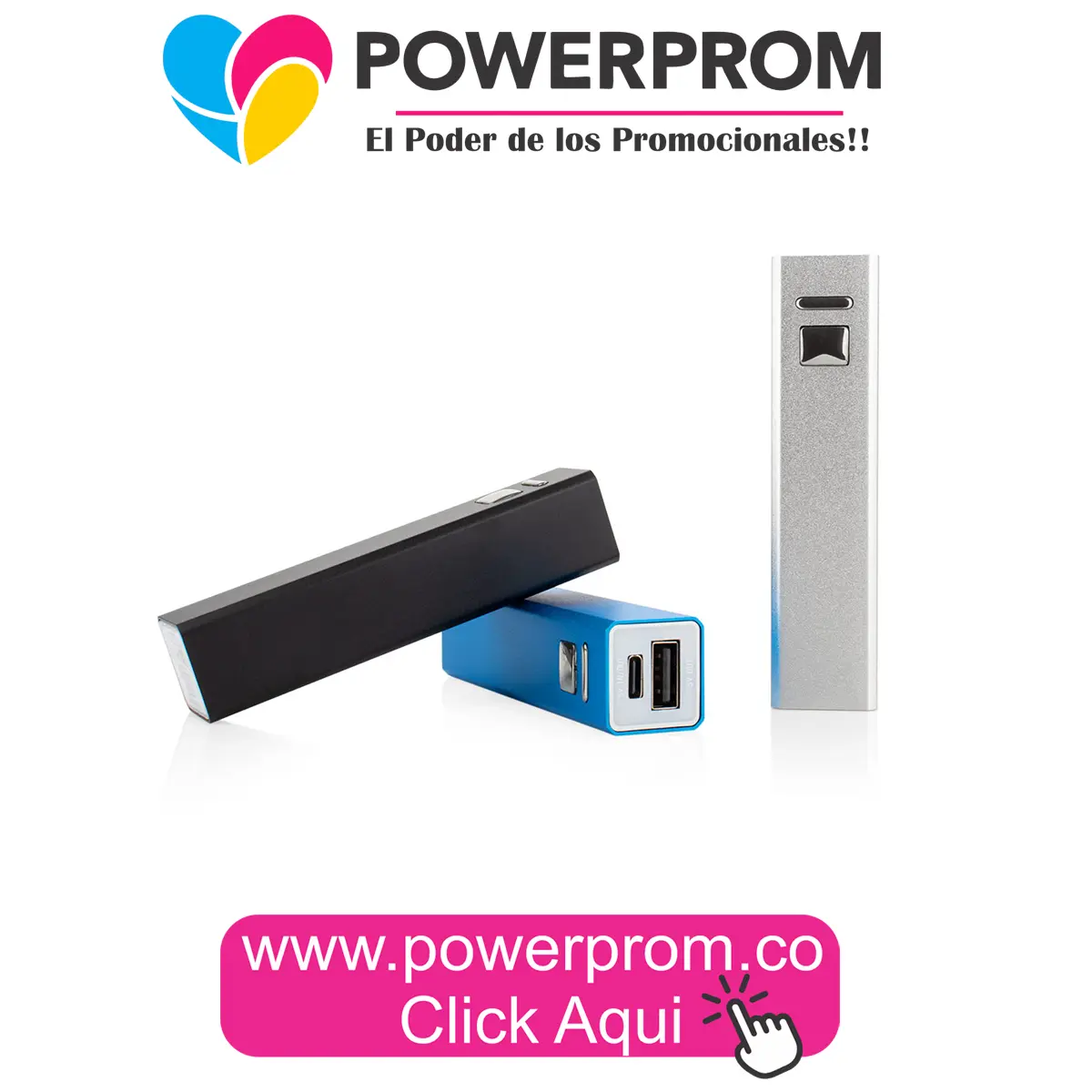 Mini powerbank Walker con impresión de logo